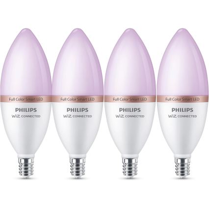 Set van 4 dimbare Philips SMART RGB-LED-lampen C37 E14/5W/230V 2200-6500K