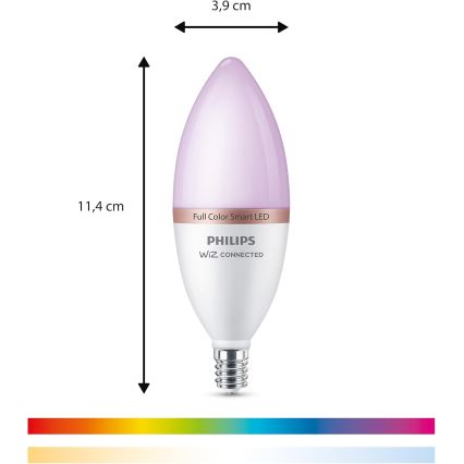 Set van 4 dimbare Philips SMART RGB-LED-lampen C37 E14/5W/230V 2200-6500K