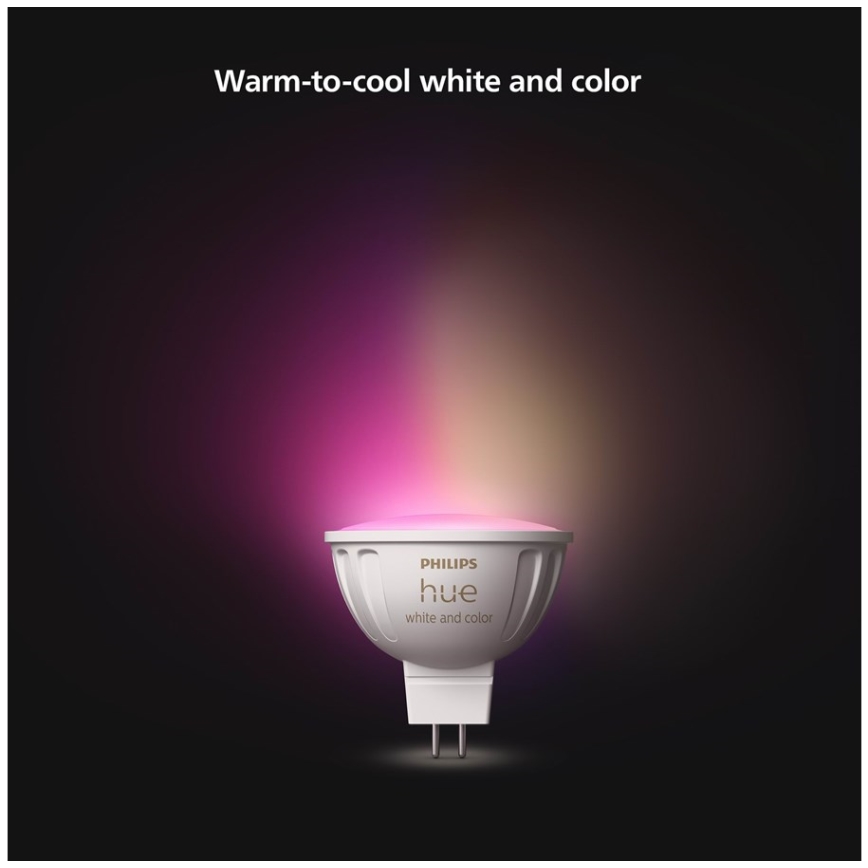 Set van 4 dimbare Philips Hue White and Color Ambiance LED RGBW-lampen GU5,3/MR16/6,3W/12V 2000-6500K