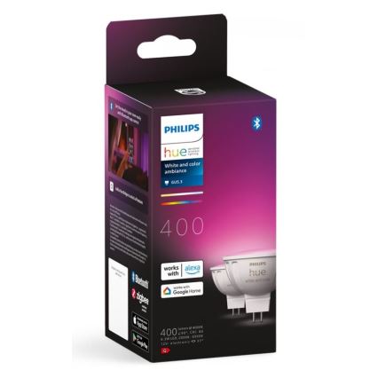 Set van 4 dimbare Philips Hue White and Color Ambiance LED RGBW-lampen GU5,3/MR16/6,3W/12V 2000-6500K