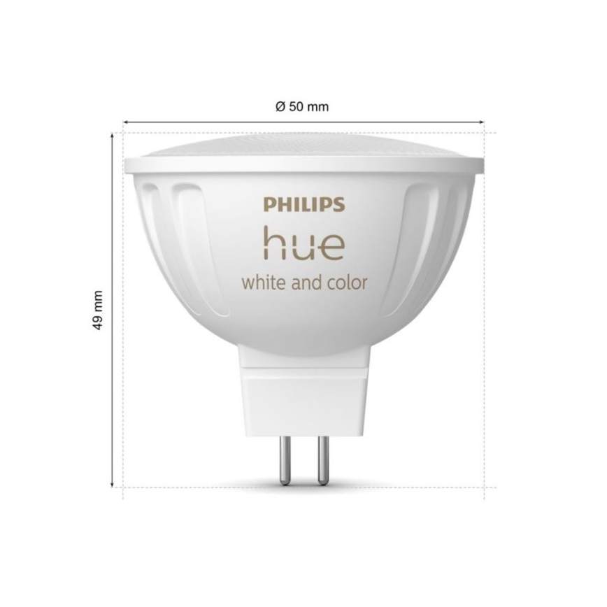 Set van 4 dimbare Philips Hue White and Color Ambiance LED RGBW-lampen GU5,3/MR16/6,3W/12V 2000-6500K
