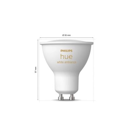 Set van 4 dimbare LED-lampen Philips Hue WHITE AMBIANCE GU10/4,2W/230V 2200-6500K