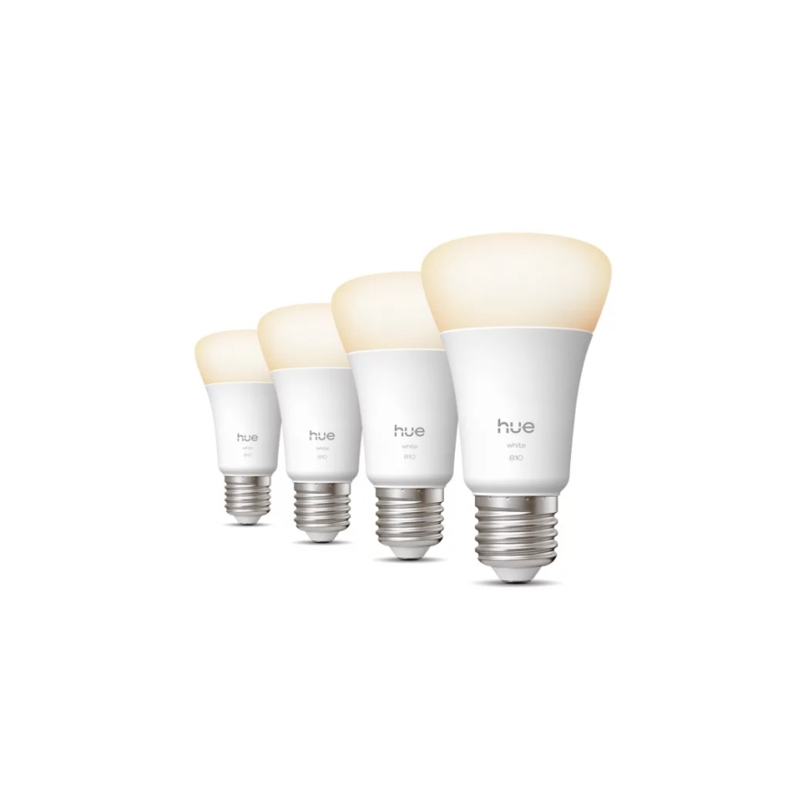 Set van 4 dimbare Philips Hue WHITE LED-lampen, E27, 7W, 230V, 2700K