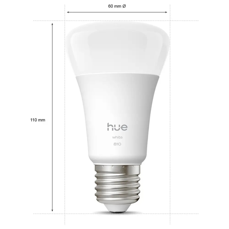 Set van 4 dimbare Philips Hue WHITE LED-lampen, E27, 7W, 230V, 2700K
