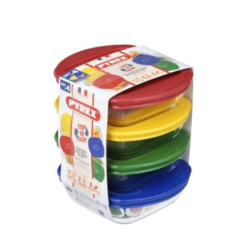 Set van 4 glazen voedselbewaarpotten PYREX 0,3 l