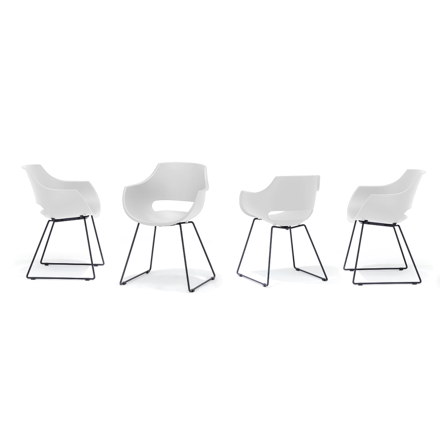 Set van 4 stoelen ROCKY, wit