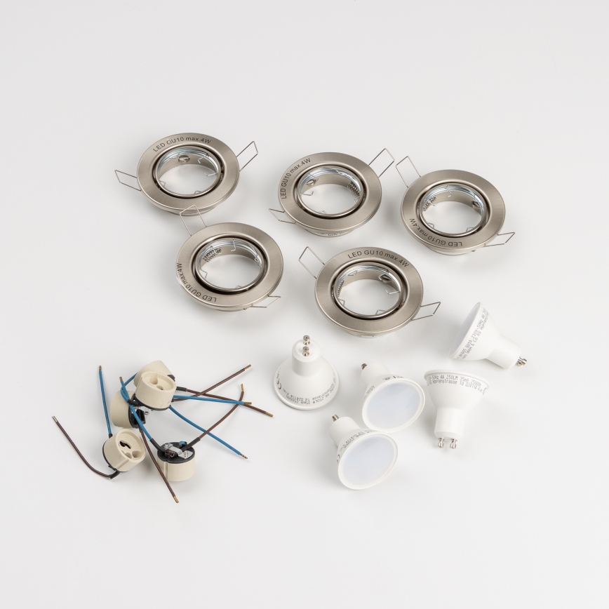 Set van 5 badkamer inbouwspots 1xGU10/4W/230V IP23 mat chroom