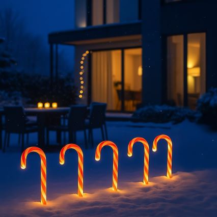 Set van 5 LED-kerstdecoraties voor buiten LED/2W/230V IP44 rood