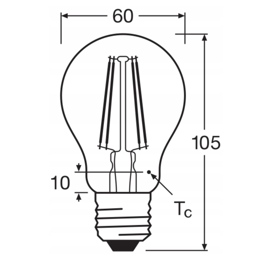 Set van 5 LED-lampen BASE CLASSIC FILAMENT A60 E27/7W/230V 4000K - Osram