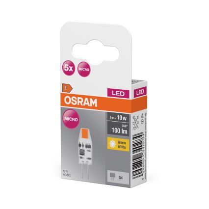 Set van 5 LED-lampen PIN Micro G4/1W/12V 2700K - Osram