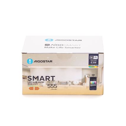 SET van 6 LED RGBW dimbare GU10-lampen 6,5W/230V 2700–6500K Wi-Fi - Aigostar