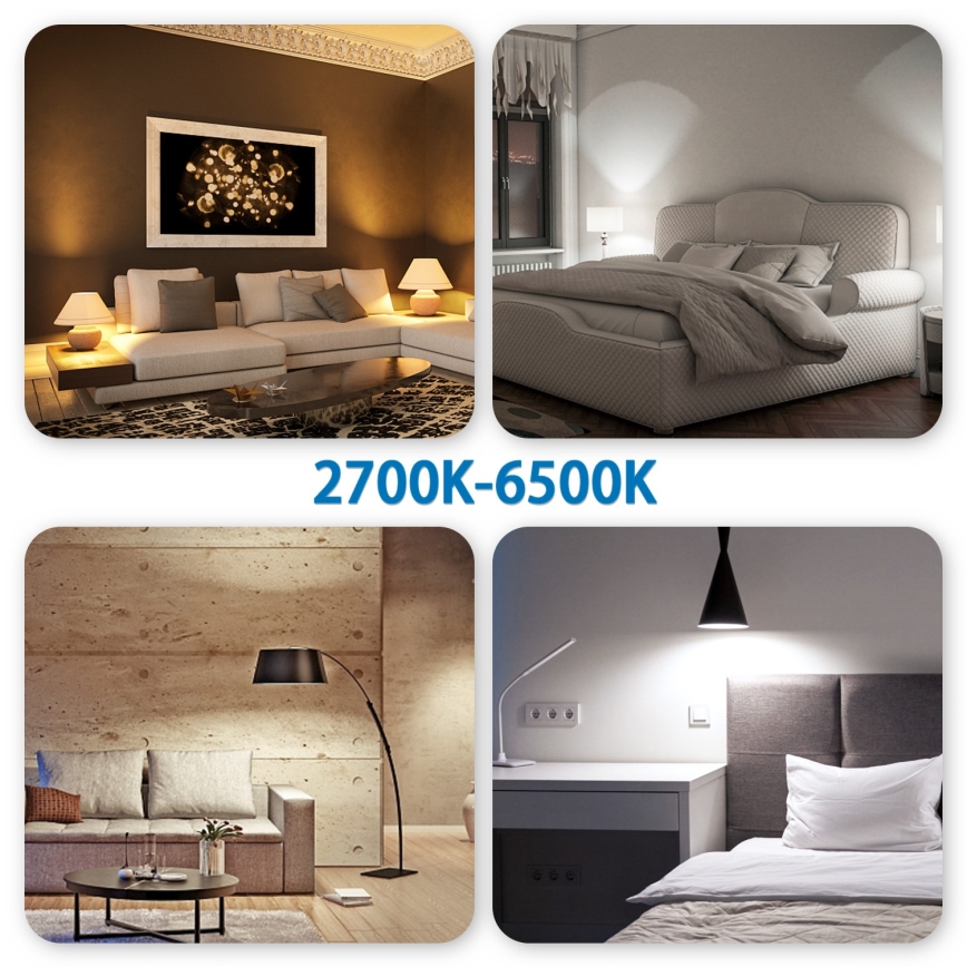 Set van 6 LED RGBW dimbare MESH GU10/6,5W/230V 2700-6500K Wi-Fi + afstandsbediening - Aigostar