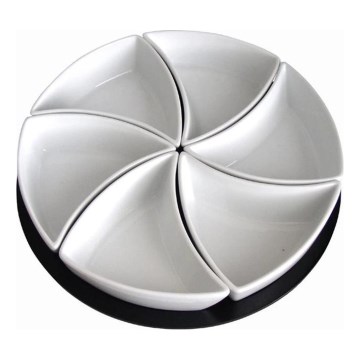 Set van 6 kommen met dienblad TORO, keramiek/hout