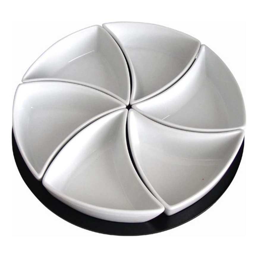 Set van 6 kommen met dienblad TORO, keramiek/hout