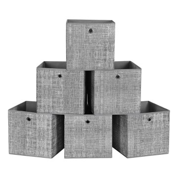 Set van 6 opbergboxen CURAN 30x30x30 cm, grijs