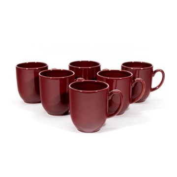 Set van 6x keramische mok Tereza donkerrood