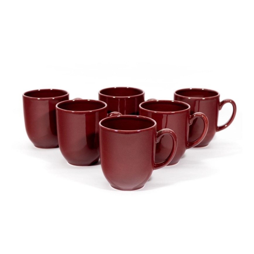 Set van 6x keramische mok Tereza donkerrood