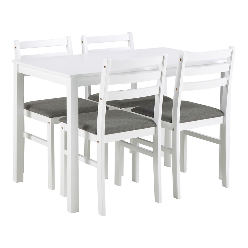 Set van eettafel en 4 stoelen EMILY wit