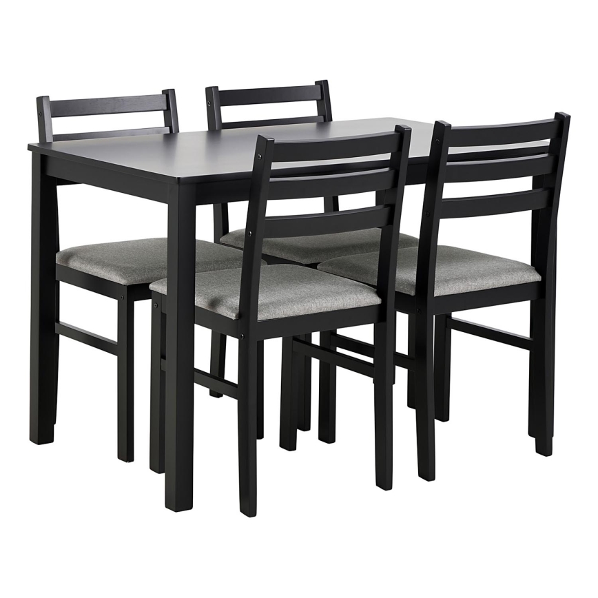 Set van eettafel en 4 stoelen EMILY zwart