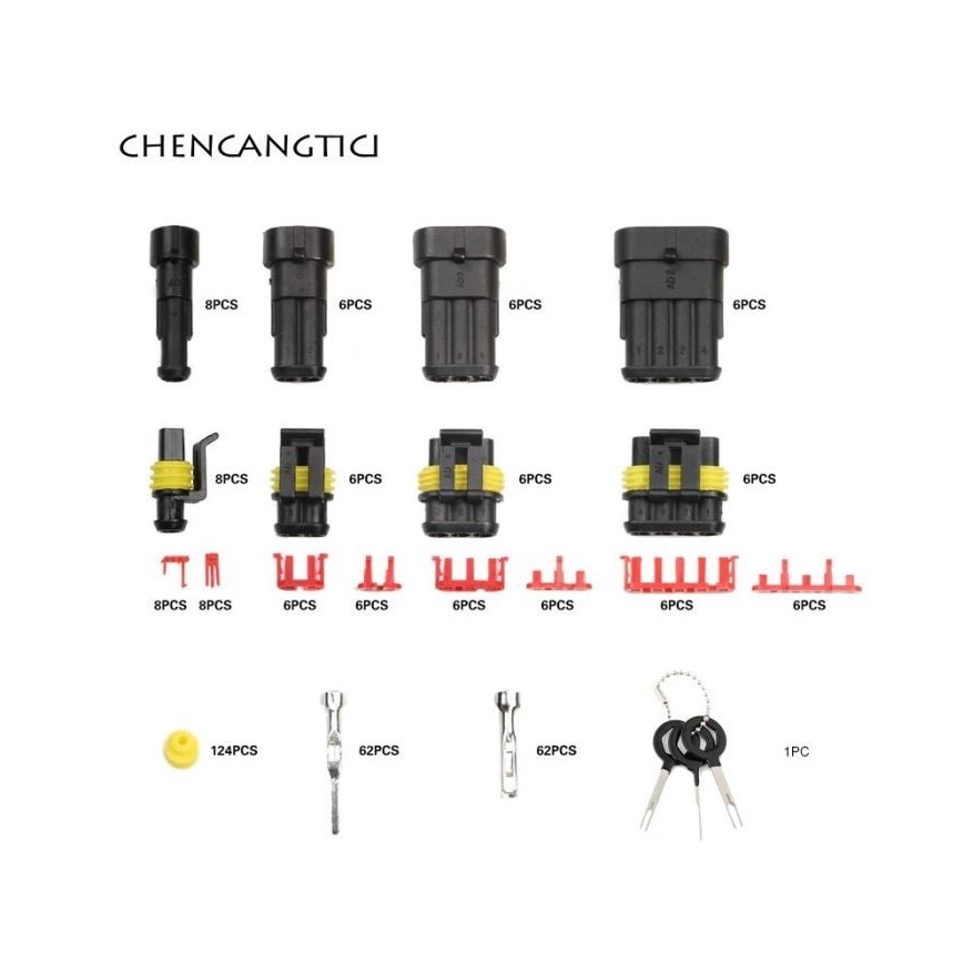 Set waterdichte autoconnectoren AMP Tyco 353 st