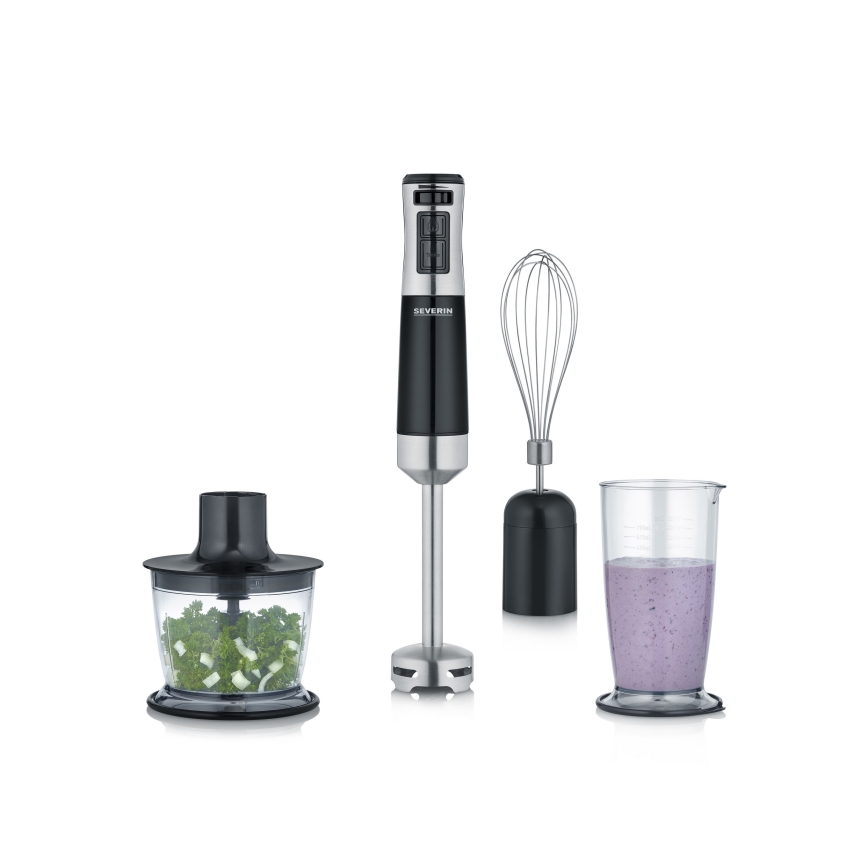 Severin SM 3772 - Staafmixer met accessoires, 600 W / 230 V, roestvrij staal/zwart
