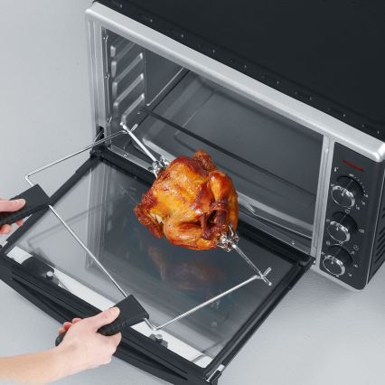 Severin TO 2058 - Heteluchtoven met grillfunctie en pizzasteen 1800 W/230 V 42 l zwart