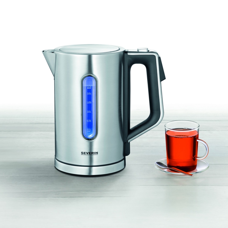 Severin WK 3418 - Elektrische waterkoker 1,7 l 3000W/230V roestvrij staal/zwart