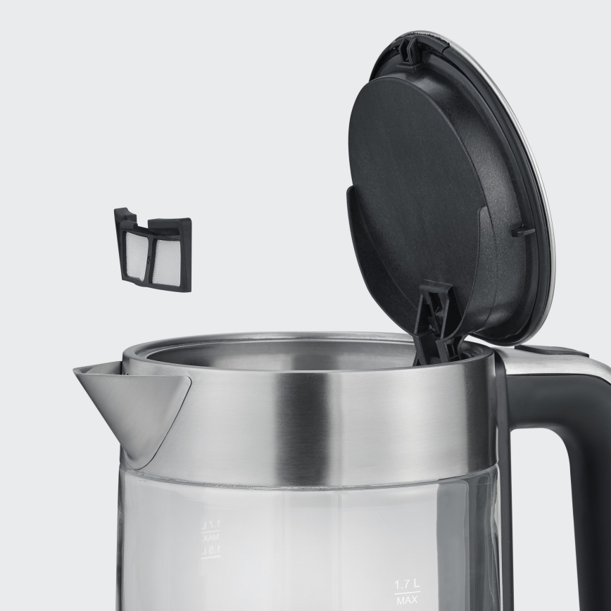 Severin WK 3420 - Elektrische waterkoker 1,7 l 2200W/230V roestvrij staal/glas