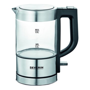 Severin WK 3472 - Snelle waterkoker 0,5 l, 1100 W/230 V, RVS/glas