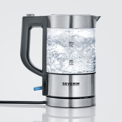 Severin WK 3472 - Snelle waterkoker 0,5 l, 1100 W/230 V, RVS/glas