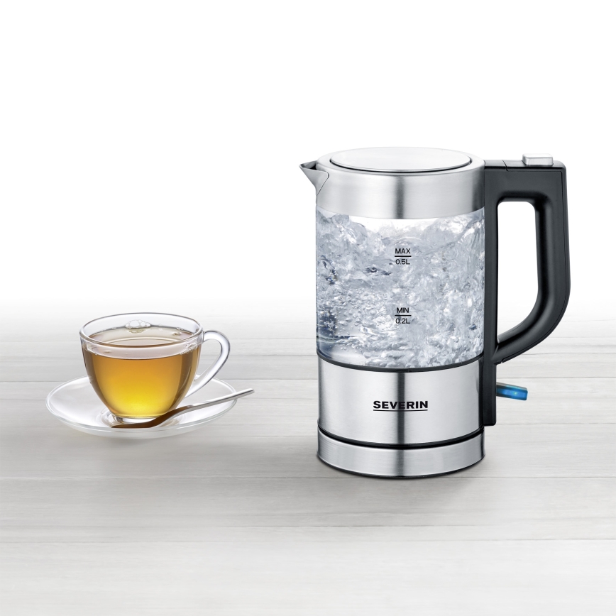 Severin WK 3472 - Snelle waterkoker 0,5 l 1100W/230V RVS/glas