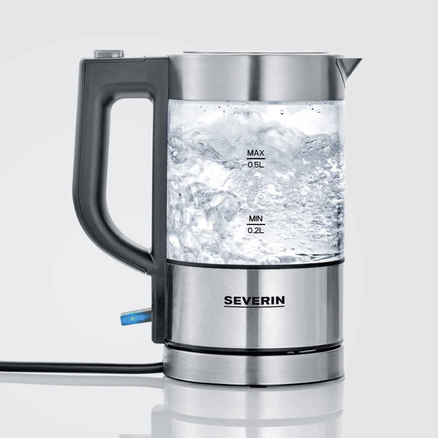 Severin WK 3472 - Snelle waterkoker 0,5 l 1100W/230V RVS/glas
