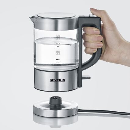 Severin WK 3472 - Snelle waterkoker 0,5 l 1100W/230V RVS/glas