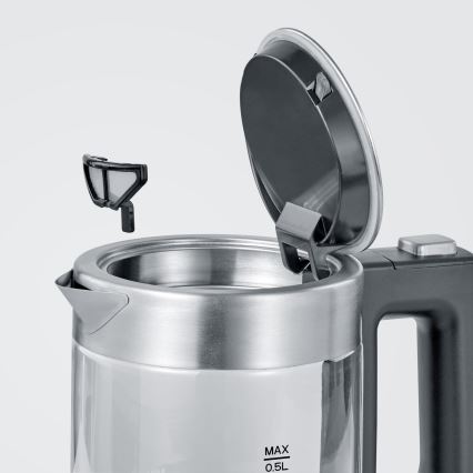 Severin WK 3472 - Snelle waterkoker 0,5 l 1100W/230V RVS/glas