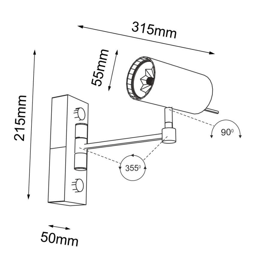 Shilo - Wand Lamp 1xGU10/15W/230V zwart
