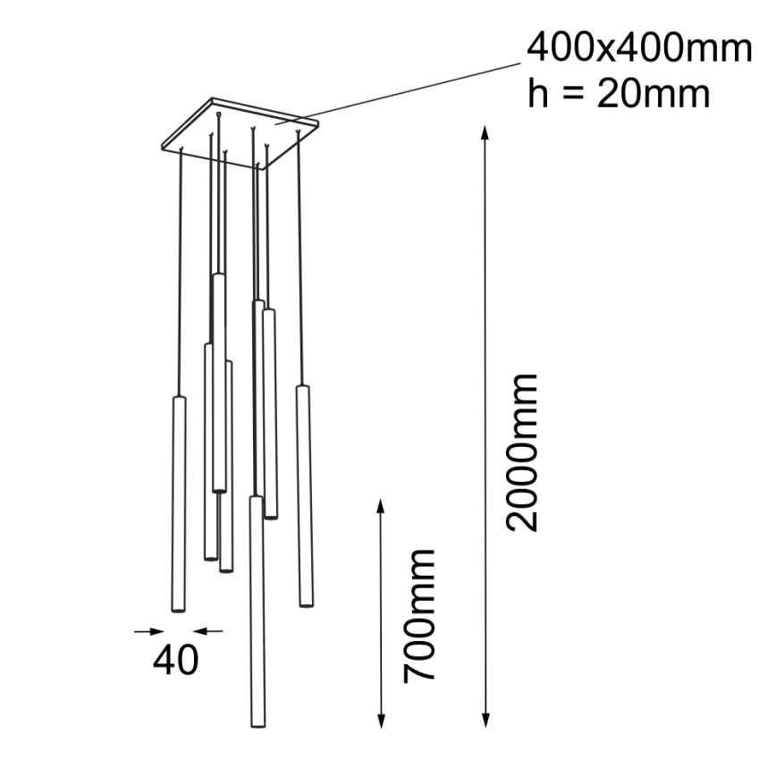 Shilo - Hanglamp aan een koord 8xGU10-MR11/15W/230V zwart