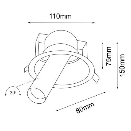 Shilo - Inbouw Spot 1xGU10/15W/230V d. 11 cm zwart