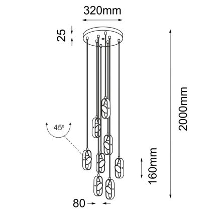 Shilo - LED-lampenkroon aan kabel 8xLED/6W/230V CRI 90