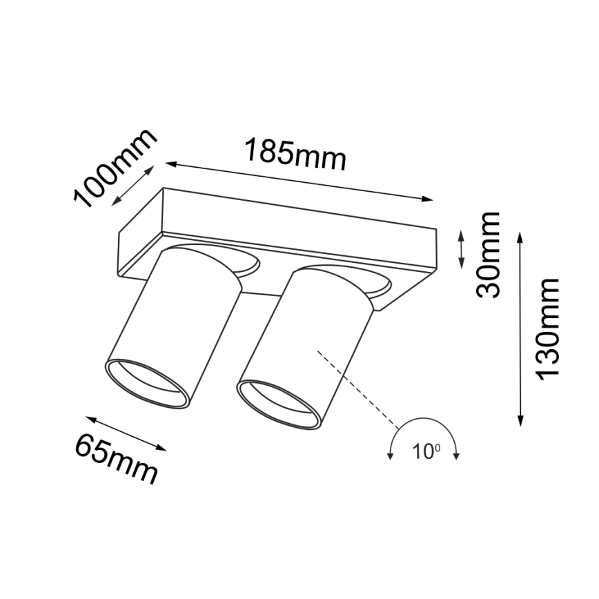 Shilo - Spot 2xGU10/15W/230V zwart
