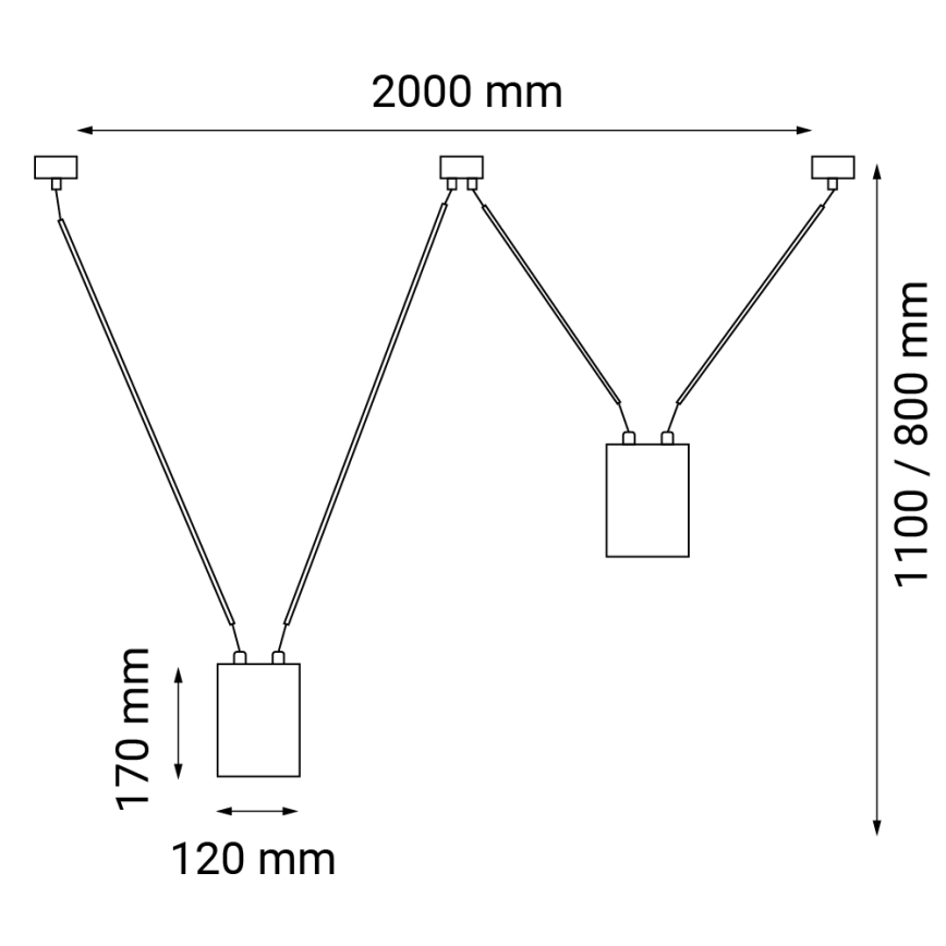 Shilo - Hanglamp aan een koord 2xGU10/15W/230V spin zwart