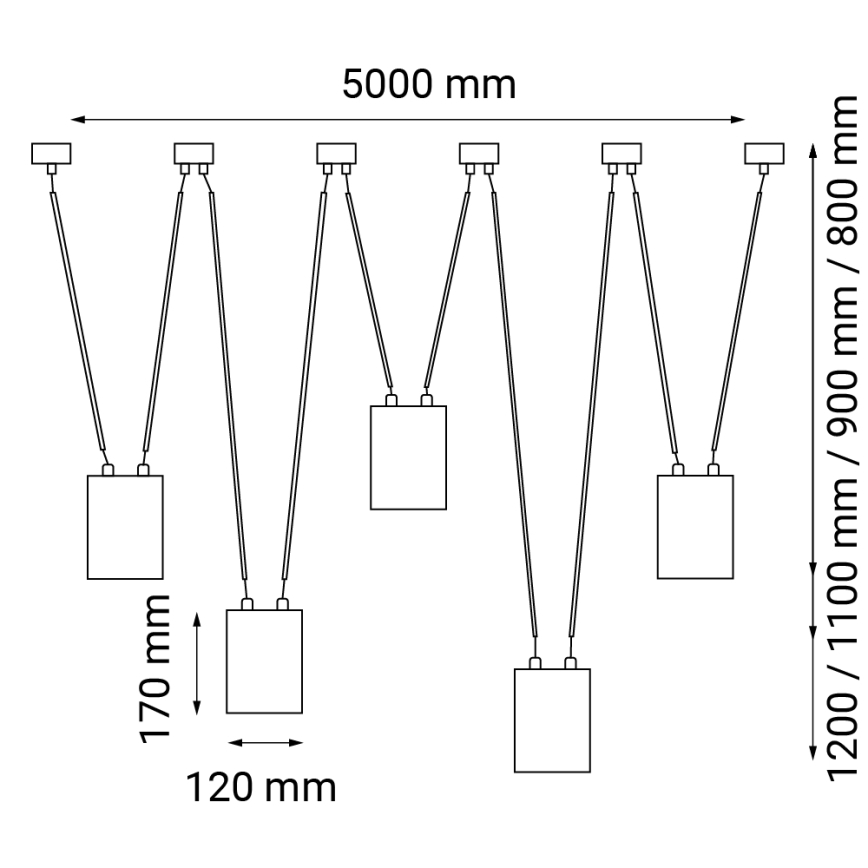 Shilo - Hanglamp aan een koord 5xGU10/15W/230V spin zwart
