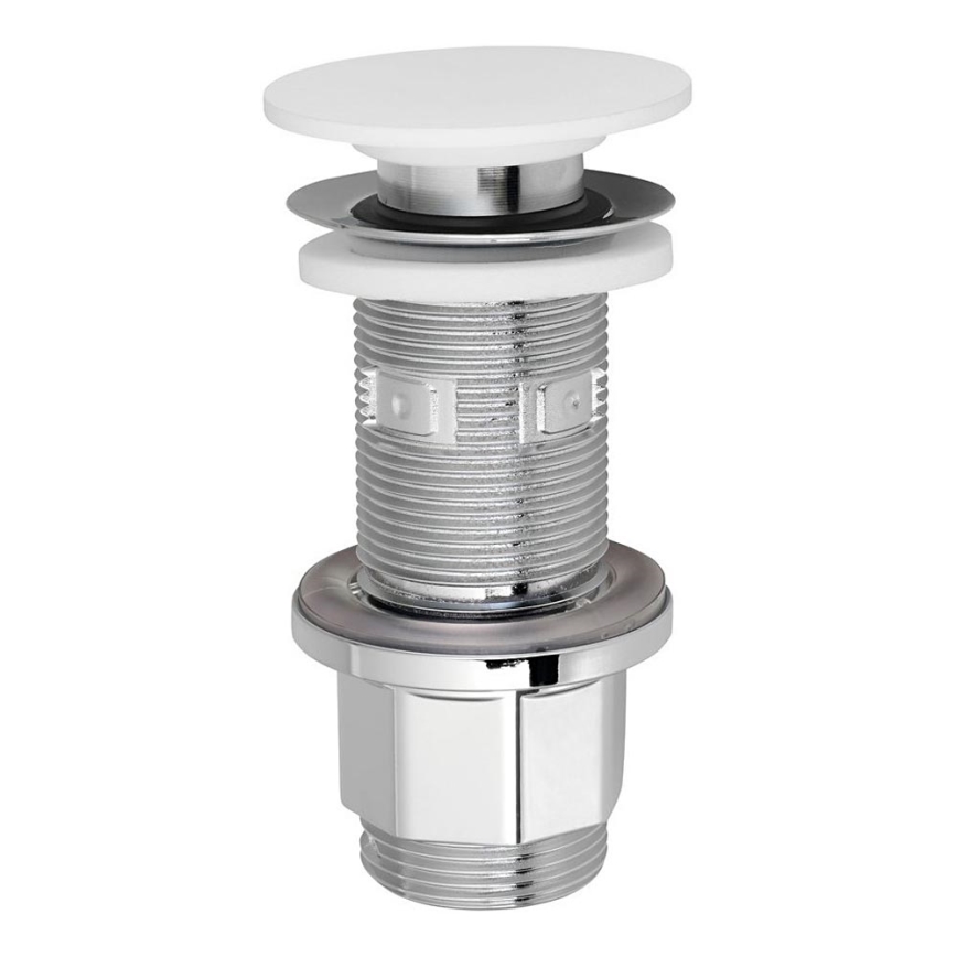 Silfra - Wastafelafvoer Ø 6,7 cm, wit / glanzend chroom
