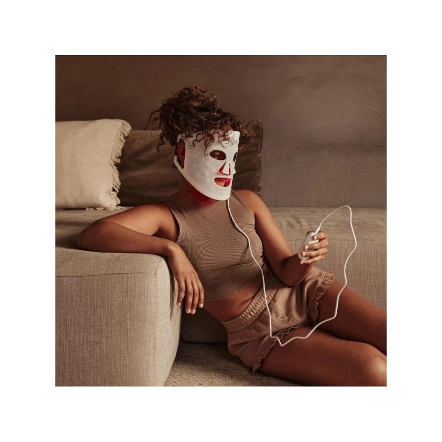 Silk’n - LED RGB therapeutisch gezichtsmasker LED/5V 2000 mAh wit + afstandsbediening