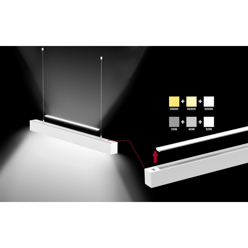 Sinclair - LED Plafondlamp LSM LED/40W/230V 3000K/4000K/5000K 120 cm zilver