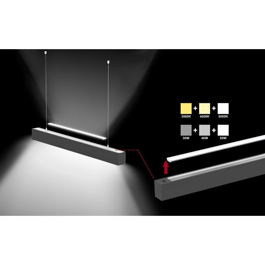 Sinclair - LED Plafondlamp LSM LED/40W/230V 3000K/4000K/5000K 120 cm zwart