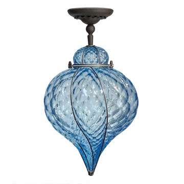 SIRU - Bevestigde hanglamp GOCCIA 1xE27/60W/230V diameter 25 cm blauw/bruin Venetiaans glas