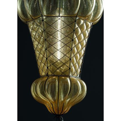 SIRU - Hanglamp aan een ketting BABÀ 1xE27/60W/230V diameter 30 cm beige/bruin Venetiaans glas