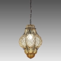 SIRU - Hanglamp aan een ketting CLASSIC 1xE27/60W/230V diameter 30 cm beige/zwart Venetiaans glas