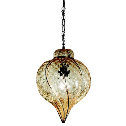 SIRU - Hanglamp aan een ketting GOCCIA 1xE27/60W/230V diameter 25 cm beige/bruin Venetiaans glas