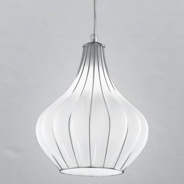 SIRU - Hanglamp aan een koord AURIGA 1xE14/40W/230V diameter 26 cm mat chroom/wit Venetiaans glas